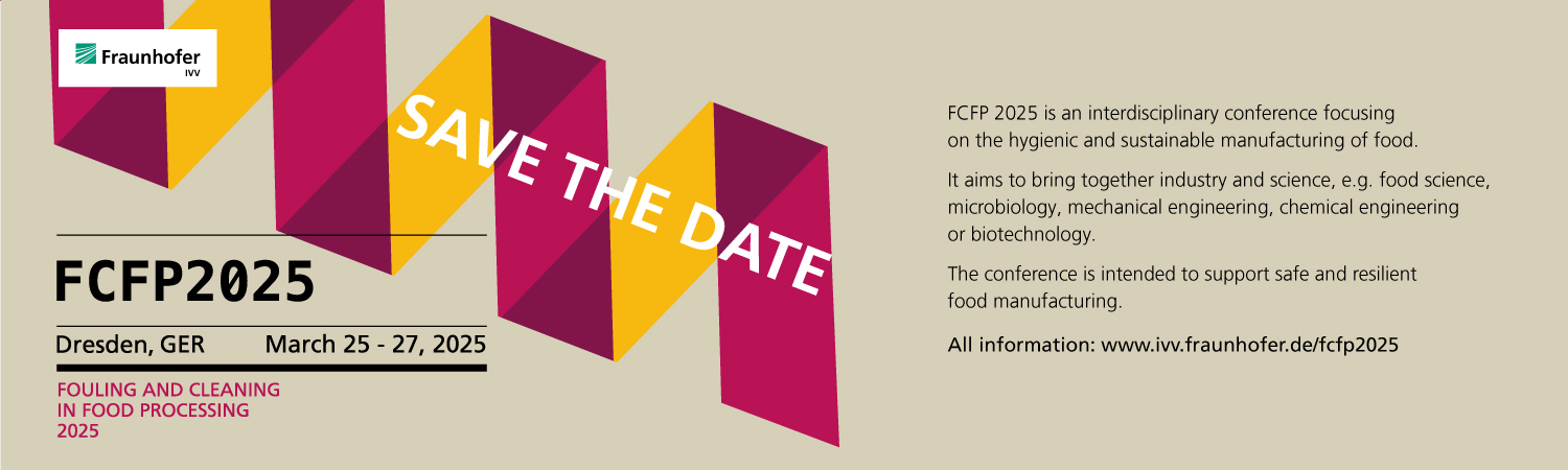 FCFP 2025 Save the Date Fouling and Cleaning in Food Processing 2025 FCFP 2025 Save the Date Fouling and Cleaning in Food Processing 2025