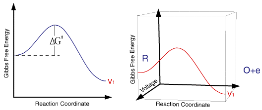 Animation showing the influence of voltage on the free energy