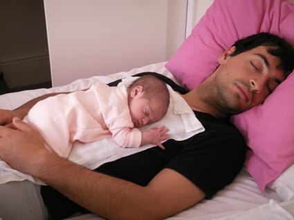 Nuno and Ema Nuno with his new baby daughter Ema