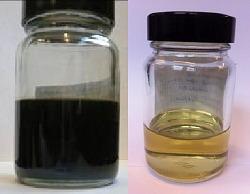 Waste automotive engine oil (left) can be transformed into valuable fuel (right) using a new method that heats the oil with microwaves New microwave method converts used motor oil into fuel