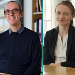 Split image with headshots of Zach, Graham and Ewa in the same room.