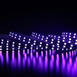 Bright, purple LED strip lights.